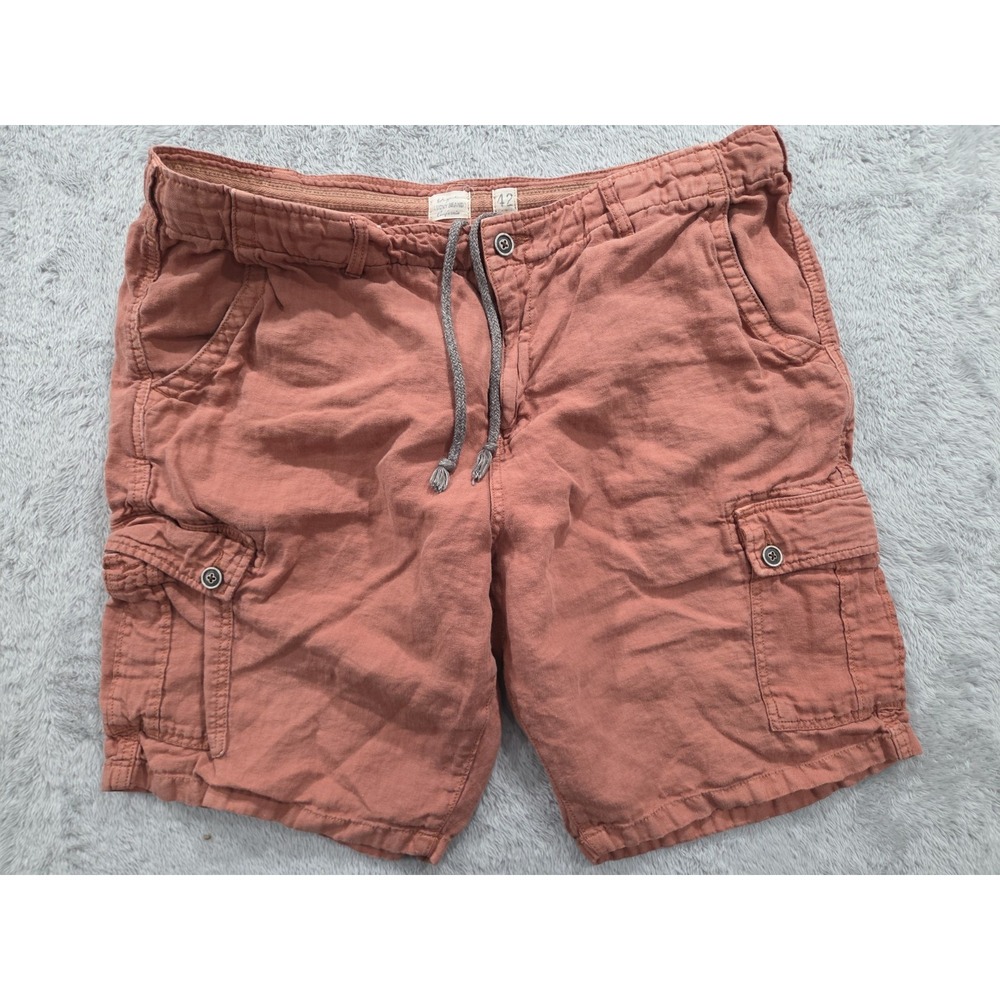 Lucky Brand Mens Cargo Shorts 42 Salmon Pink 100% Linen Vintage Regular Fit